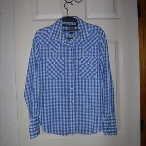 Cruel Girl Blue and White Plaid Button-Down Shirt